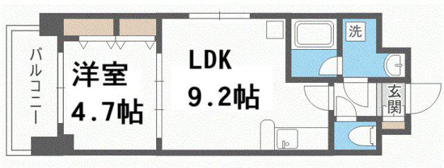アーバネックス福島(1LDK/6階)の間取り写真