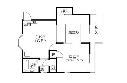 フォーブルむさしの(2DK/1階)の間取り写真
