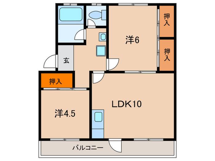 寺田コーポ(2LDK/3階)の間取り写真