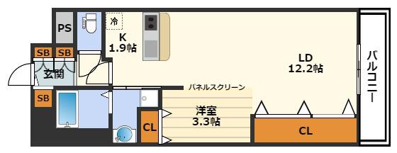 プリマクラッセ(1LDK/3階)の間取り写真