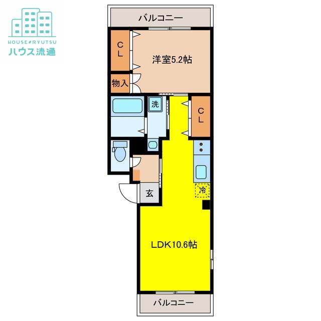メゾン・ド・赤迫(1LDK/1階)の間取り写真