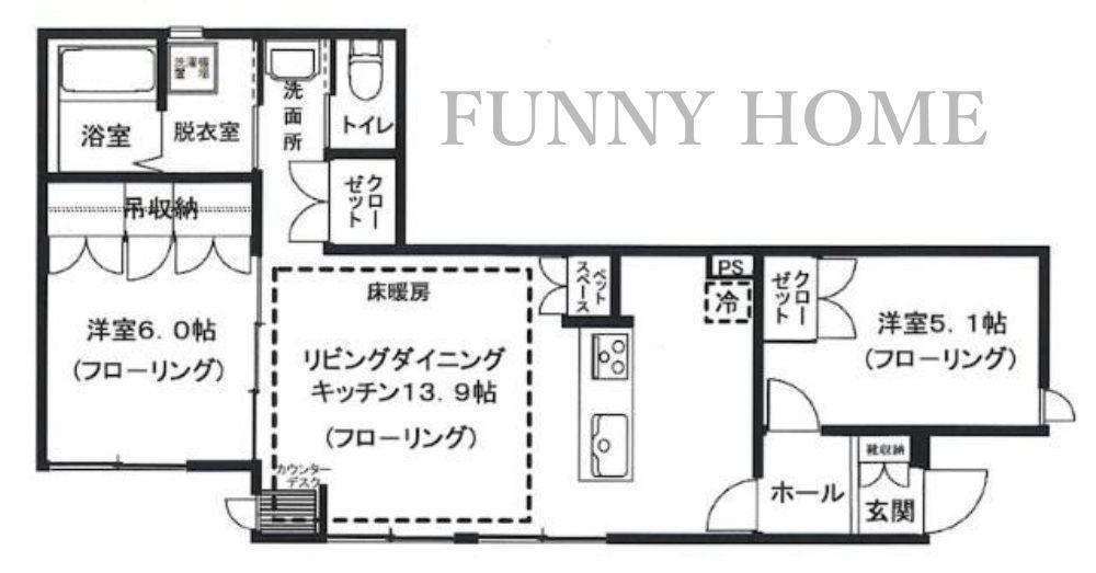 KM FIVE(2LDK/1階)の間取り写真