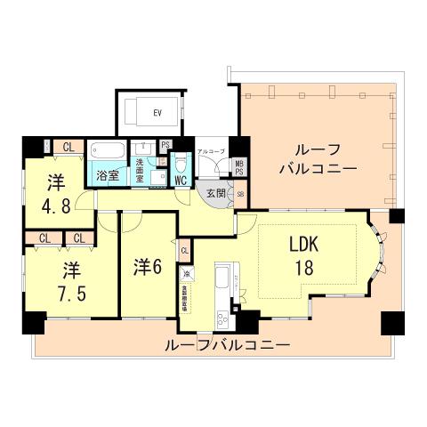 ワコーレ甲子園口フィールズ(2SLDK/6階)の間取り写真