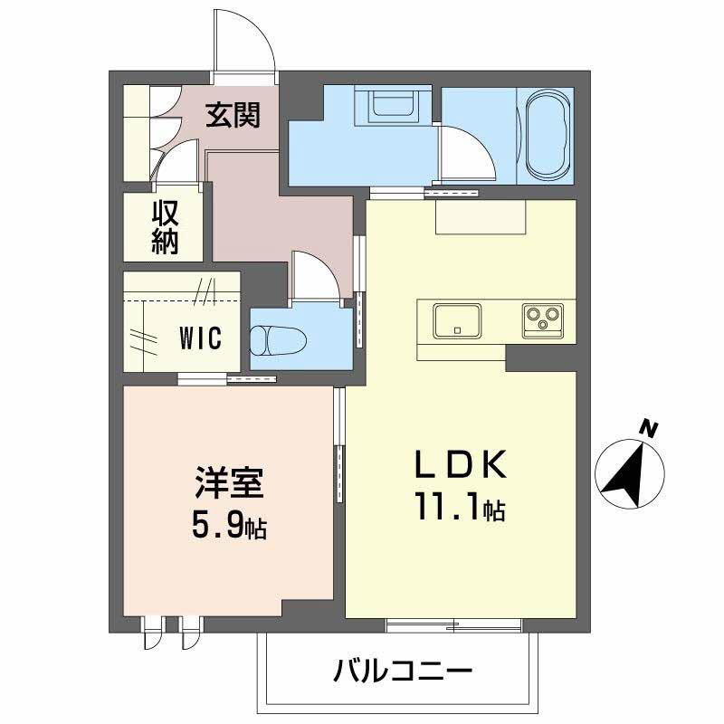 アンソレイユ五輪(1LDK/1階)の間取り写真