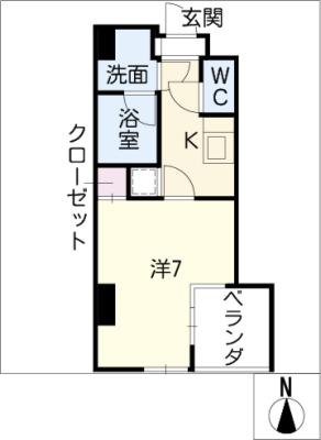 リエス鶴舞 イースト TOWER(1K/7階)の間取り写真