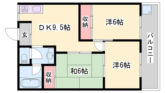 田寺ハイツ(3LDK/3階)の間取り写真
