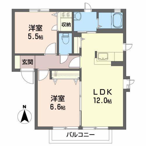 セピアグレイスA(2LDK/1階)の間取り写真