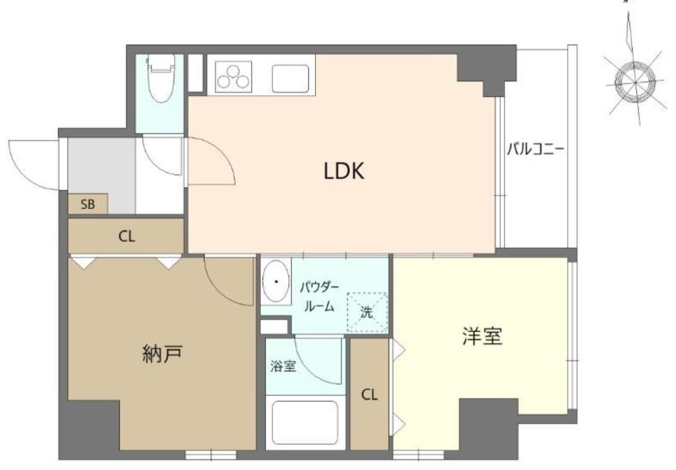 セレーノ六町(1SLDK/3階)の間取り写真