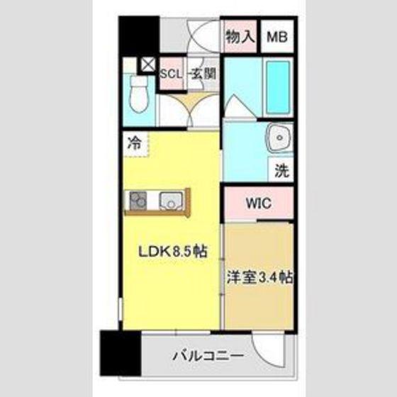 APPLEみやぎの(1LDK/8階)の間取り写真