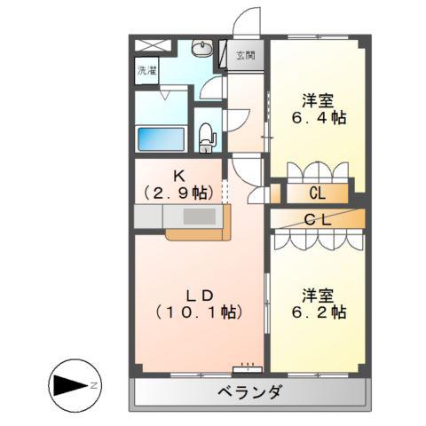 CASA RECUERDO(2LDK/1階)の間取り写真