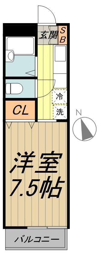吉祥寺ガーデン(1K/2階)の間取り写真