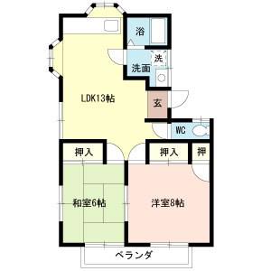 ハマナカハイツ(2LDK/2階)の間取り写真
