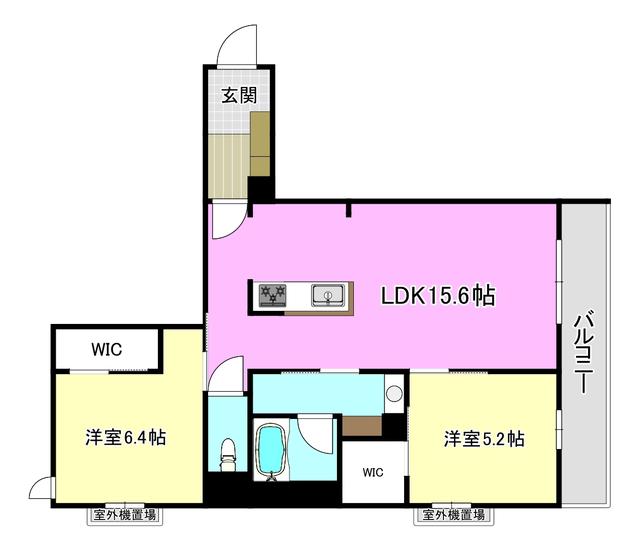ソムニウム ドムス 南茨木(2LDK/2階)の間取り写真