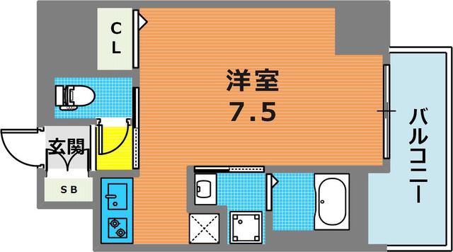 MJC神戸ブレイヴ(ワンルーム/10階)の間取り写真
