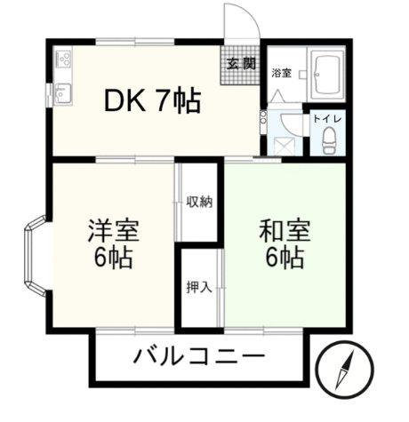 第2トミハイツ(2DK/1階)の間取り写真