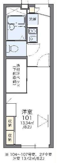 レオパレスGフォレスト沼袋(1K/1階)の間取り写真