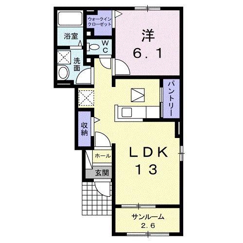 グレースフルレジデンスV(1LDK/1階)の間取り写真