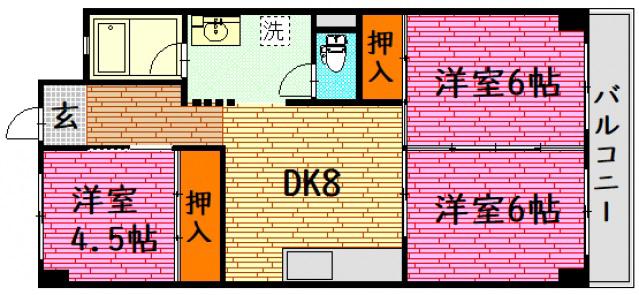 中野ハイツ(3DK/2階)の間取り写真