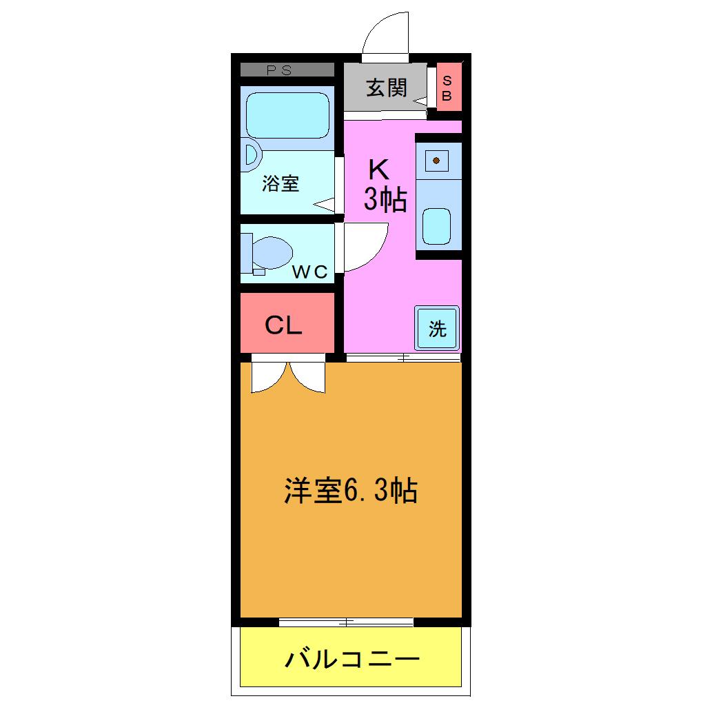 プラザ5(1K/2階)の間取り写真