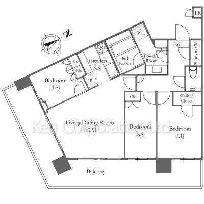 JIYUGAOKA MUSE SQUARE THE RESIDENCE(3LDK/14階)の間取り写真