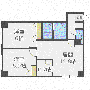 モデュロール(2LDK/3階)の間取り写真