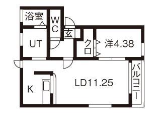PRIMROSE浅岸I棟(1LDK/1階)の間取り写真