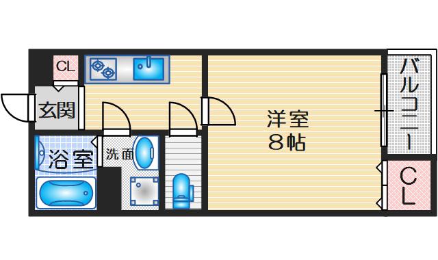 ライズ山手(1K/2階)の間取り写真
