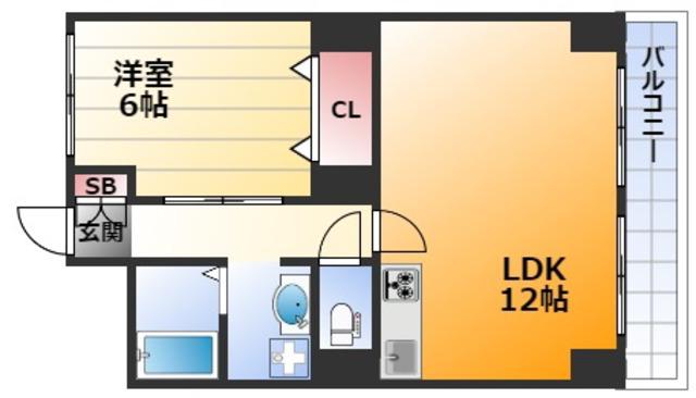第一星栄ハイツ(1LDK/7階)の間取り写真
