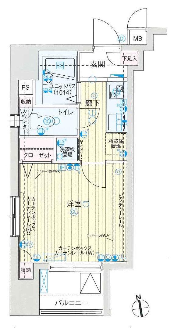 メインステージ東神田II(1K/6階)の間取り写真