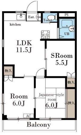 クレール町谷(2SLDK/2階)の間取り写真