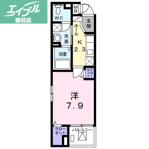 ミライア(1K/5階)の間取り写真