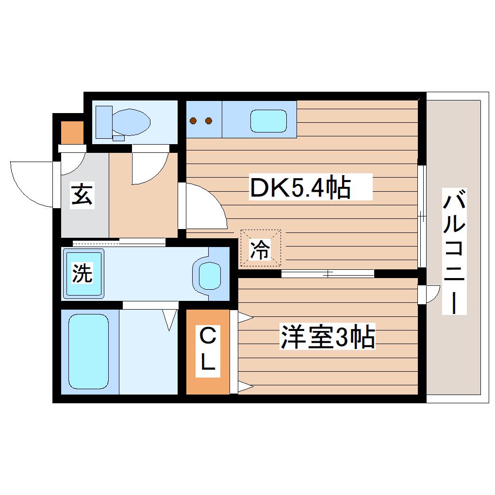 ロワン泉崎(1DK/1階)の間取り写真