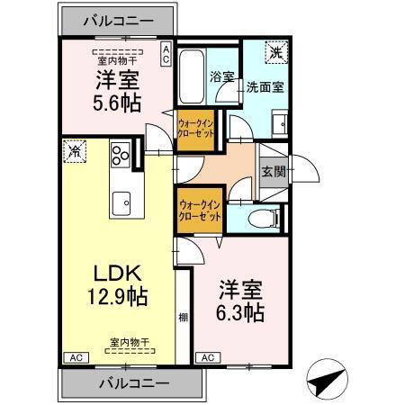 TORISIA大慈寺町 A(2LDK/3階)の間取り写真