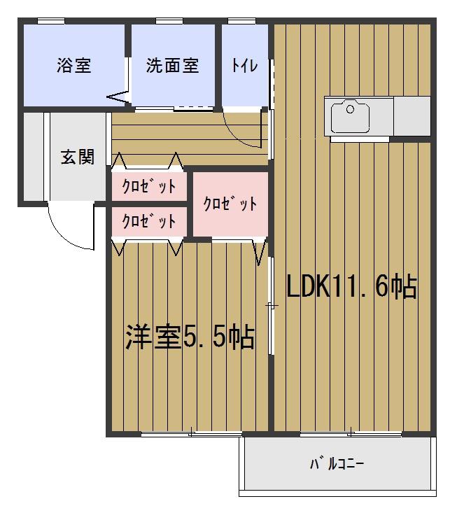 サンハイツ青柳C(1LDK/1階)の間取り写真