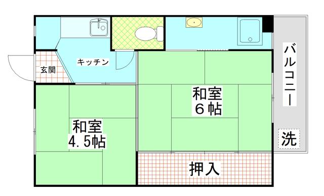 ビレッジハウス青山 2号棟(2K/2階)の間取り写真