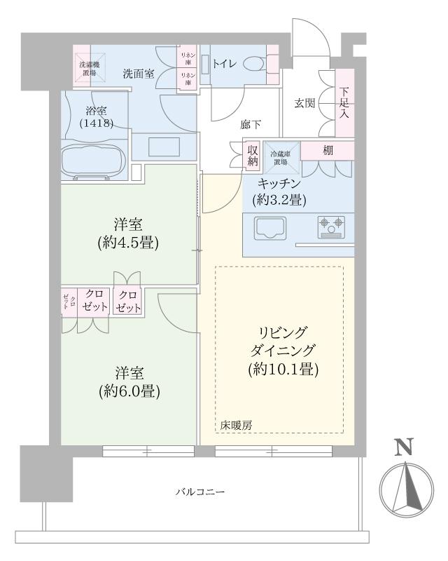リビオタワー品川(2LDK/20階)の間取り写真