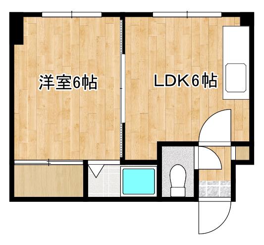 キャッスル中島(1DK/3階)の間取り写真