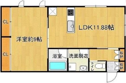 リベルタ鳥栖駅前(1LDK/1階)の間取り写真