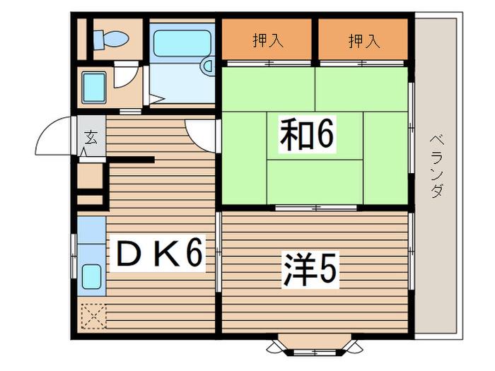 プリンスコート(2DK/2階)の間取り写真