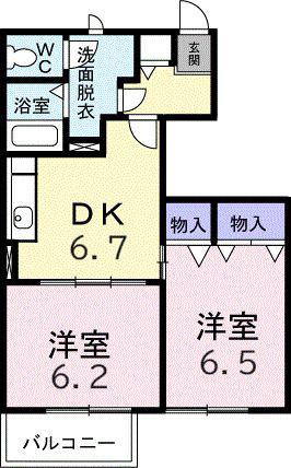 FORESTHEIGHTSD(2DK/1階)の間取り写真