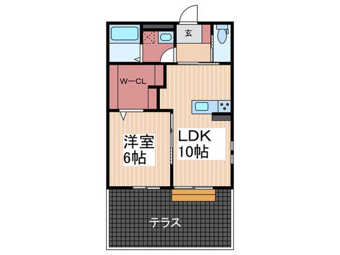 阿賀中央3丁目アパート(1LDK/1階)の間取り写真