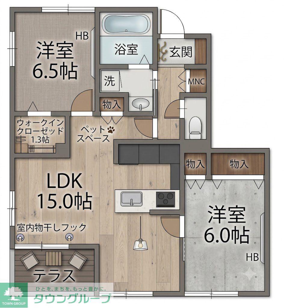 シェリールコート(2LDK/1階)の間取り写真