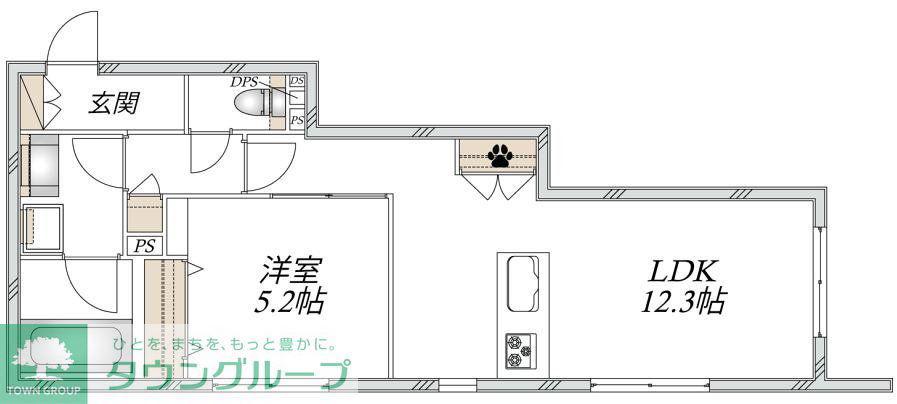 ロコティーダ武蔵中原(1LDK/1階)の間取り写真