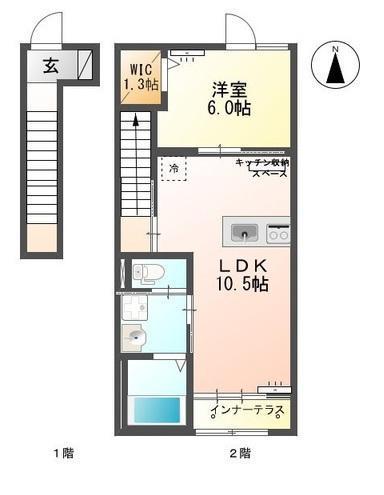 ティーダ春日(1LDK/2階)の間取り写真