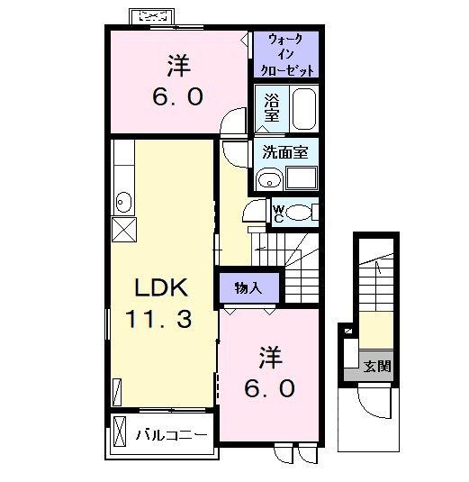 K.F.Kアルバ FOUR A(2LDK/2階)の間取り写真