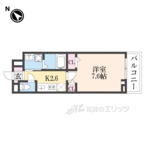 ラクーン堅田(1K/2階)の間取り写真