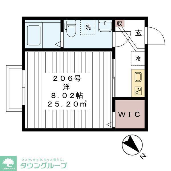 CAREL新鎌ケ谷(1K/2階)の間取り写真