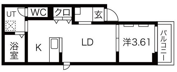 PATINE矢田(1LDK/1階)の間取り写真