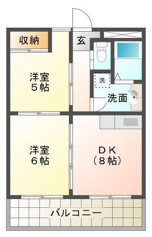 ピュアセゾン(2DK/1階)の間取り写真