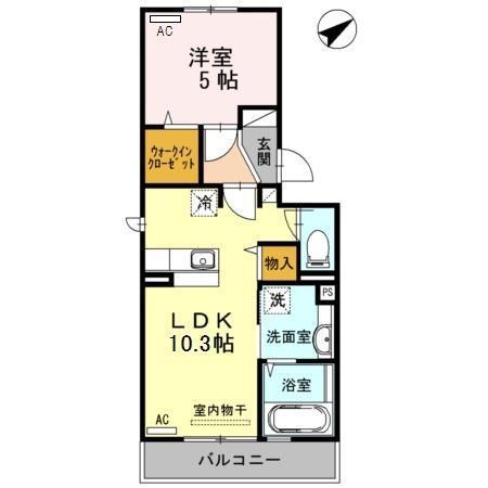 セジュール鵬州V(1LDK/2階)の間取り写真